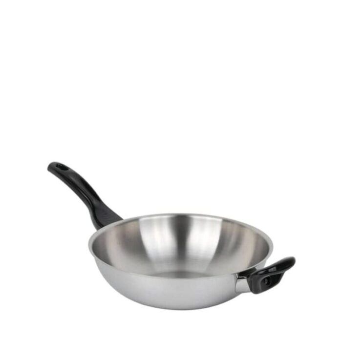 zebra vitalux stainless steel 3 ply wok with bakelite handle 34cm 176 394 240801101145